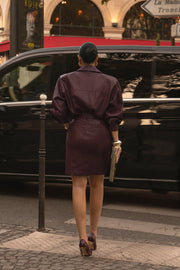 Burgundy Milano PU Leather Skirt