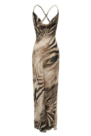 Brown Zebra Print Infinite Journey Maxi Dress