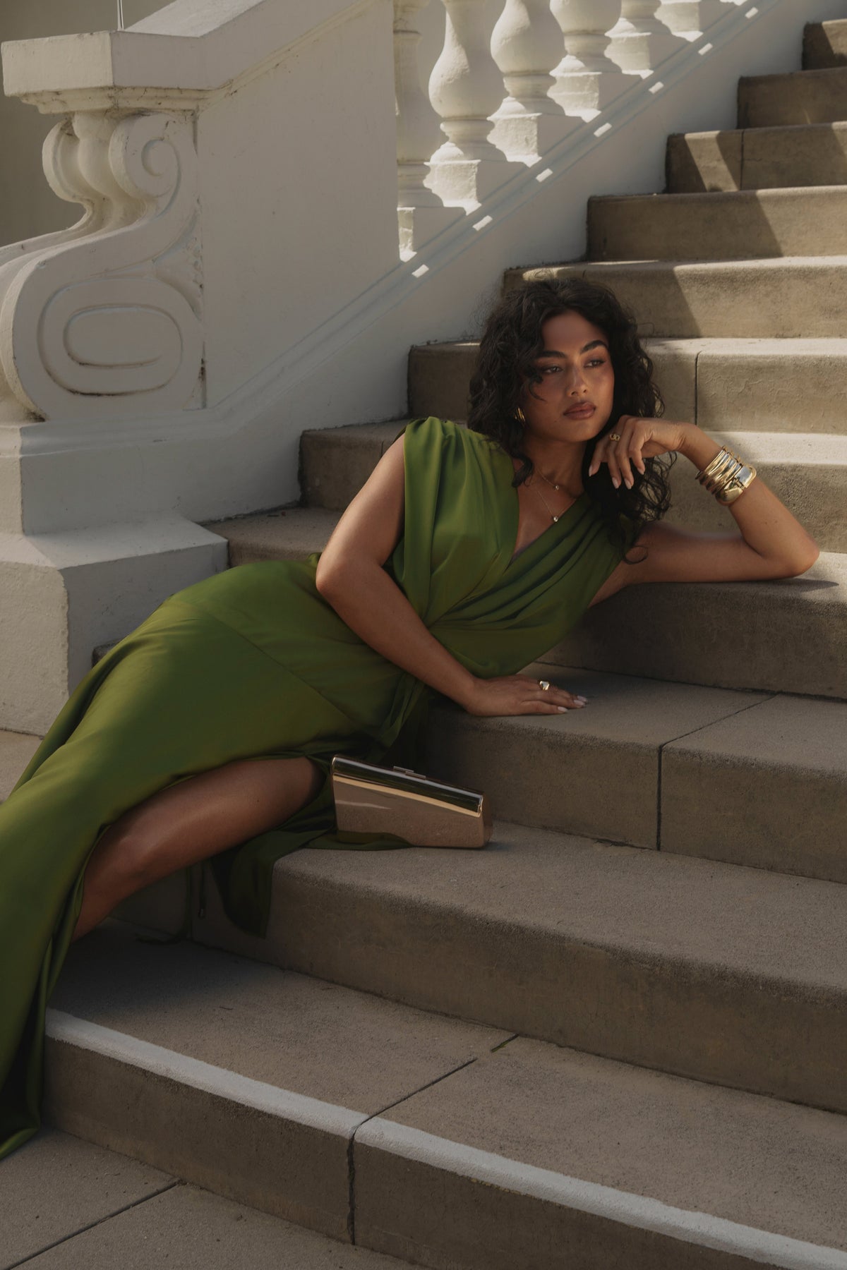 Olive Amalia Satin Maxi Dress