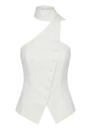 Ivory Asymmetric Scarf Top