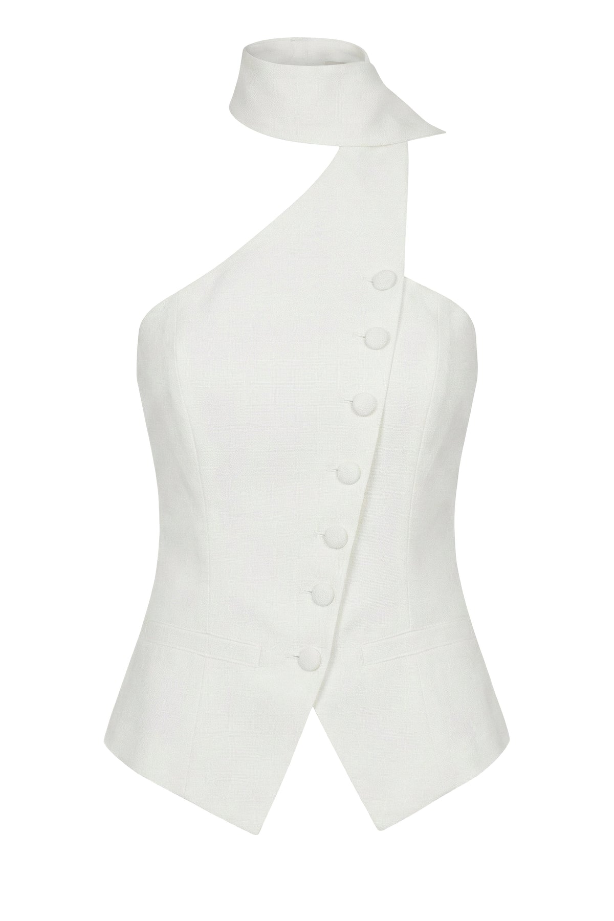 Ivory Asymmetric Scarf Top