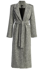 Lt. Grey Savannah Belted Tweed Coat