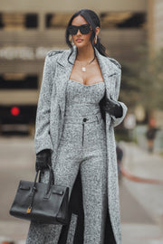 Lt. Grey Savannah Belted Tweed Coat