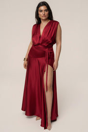 Red Amalia Satin Maxi Dress
