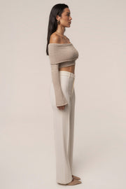 Taupe Soft Touch Knit Crop Top
