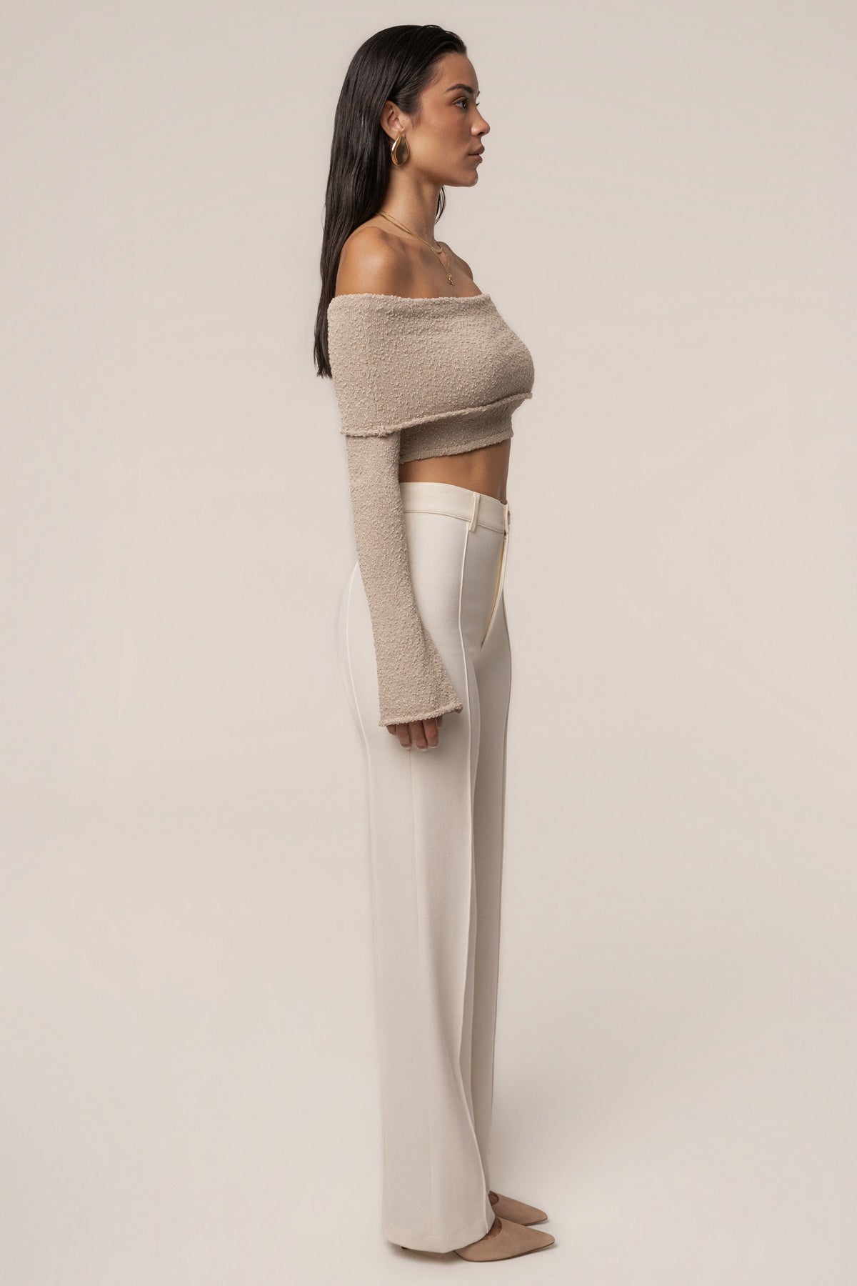 Taupe Soft Touch Knit Crop Top