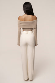 Taupe Soft Touch Knit Crop Top