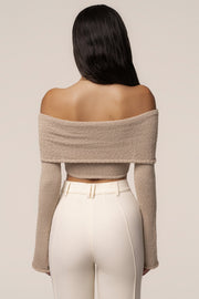Taupe Soft Touch Knit Crop Top