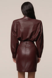 Burgundy Milano PU Leather Skirt