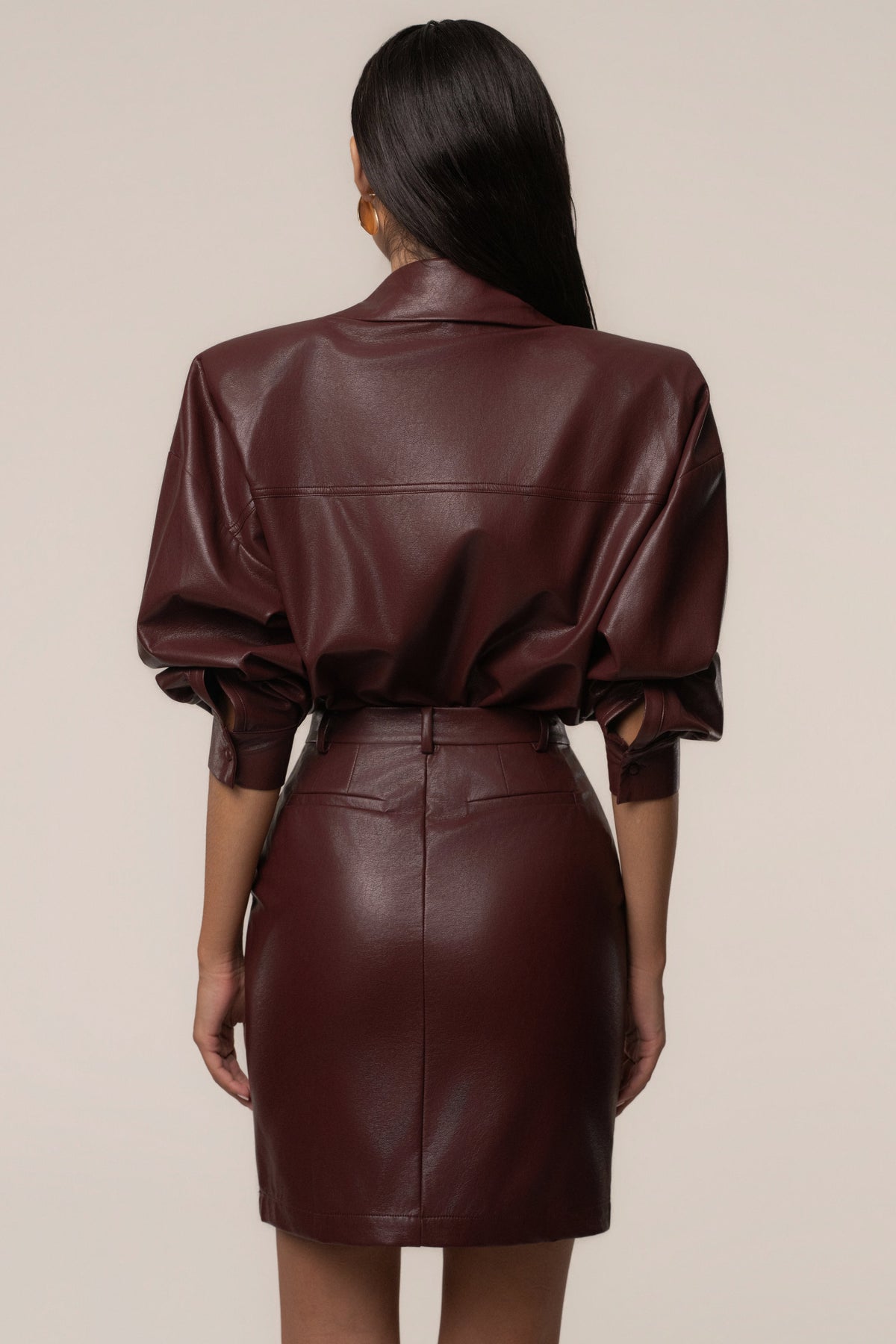 Burgundy Unstoppable PU Leather Bodysuit