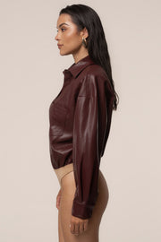 Burgundy Unstoppable PU Leather Bodysuit