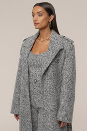 Lt. Grey Savannah Belted Tweed Coat