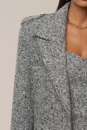 Lt. Grey Savannah Belted Tweed Coat