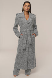 Lt. Grey Savannah Belted Tweed Coat