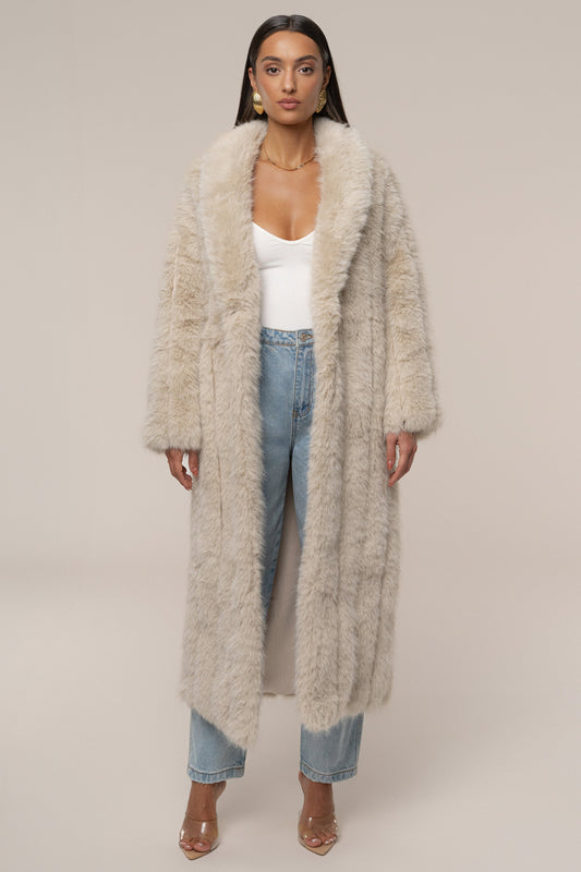 Beige Manhattan Faux Fur Coat