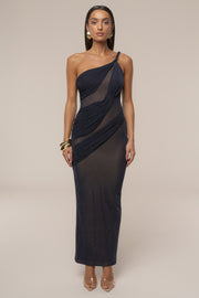 Navy Alari One Shoulder Maxi Dress