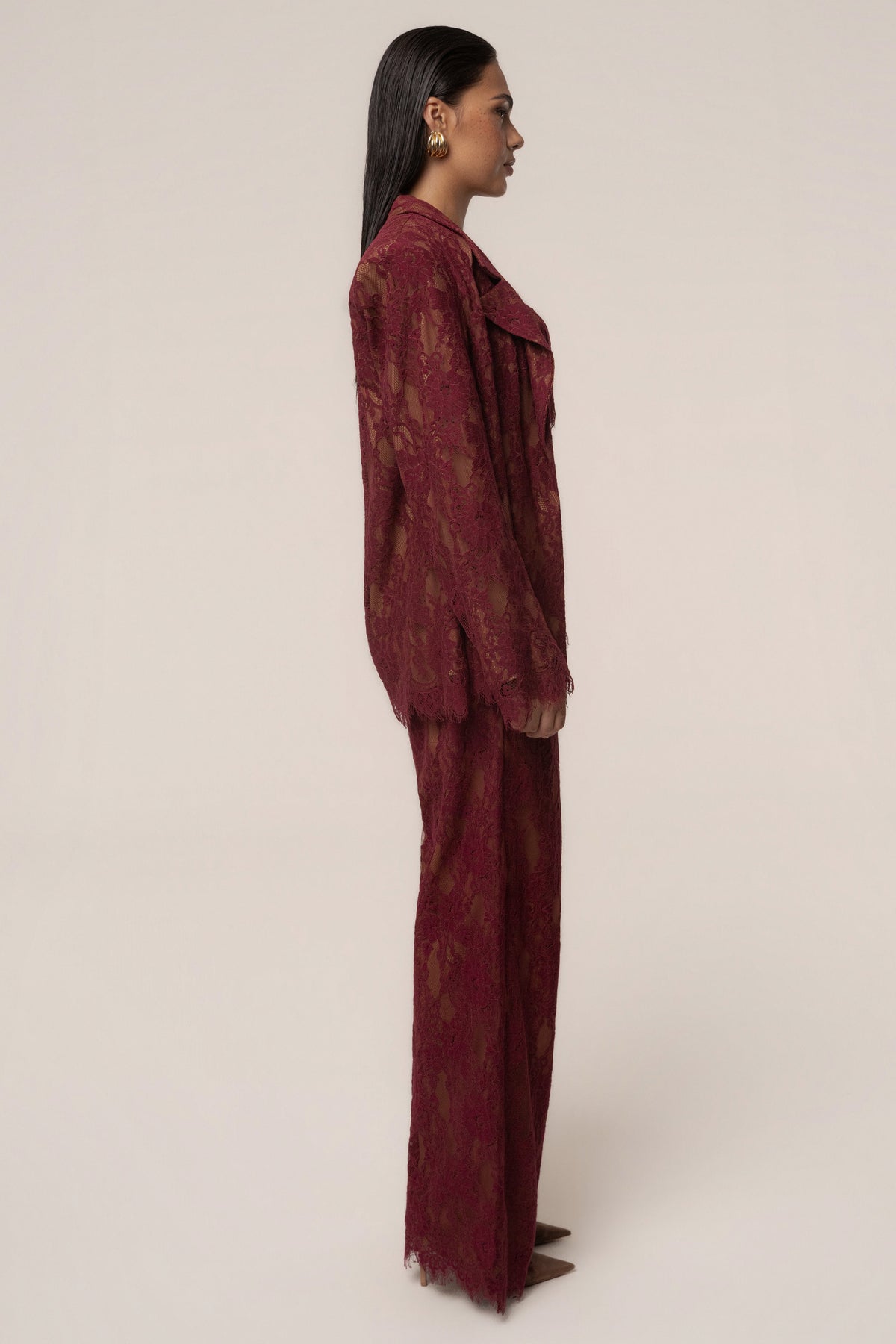 Burgundy Lace And Desire Blazer