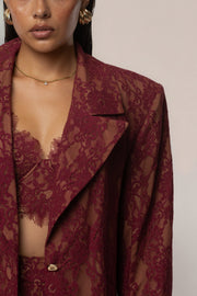 Burgundy Lace And Desire Blazer