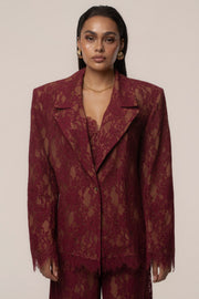 Burgundy Lace And Desire Blazer