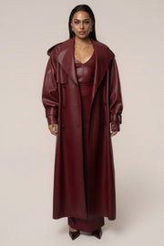 PRE-ORDER Burgundy The Icon PU Leather Coat