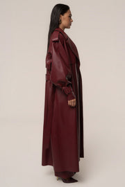 PRE-ORDER Burgundy The Icon PU Leather Coat