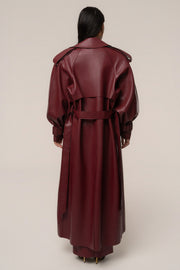 PRE-ORDER Burgundy The Icon PU Leather Coat