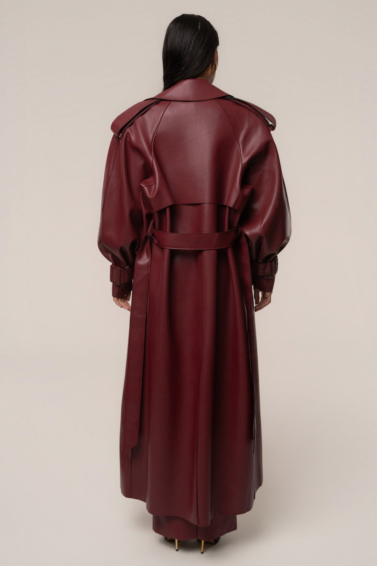 PRE-ORDER Burgundy The Icon PU Leather Coat