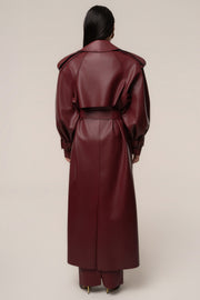 PRE-ORDER Burgundy The Icon PU Leather Coat