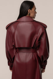 PRE-ORDER Burgundy The Icon PU Leather Coat