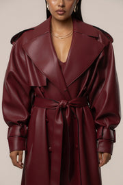 PRE-ORDER Burgundy The Icon PU Leather Coat