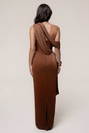 Gold Celestina Draped Maxi Dress