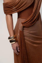 Gold Celestina Draped Maxi Dress