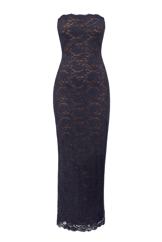Navy Midnight Promise Lace Maxi Dress