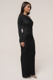 Black Opulent Metallic Maxi Skirt