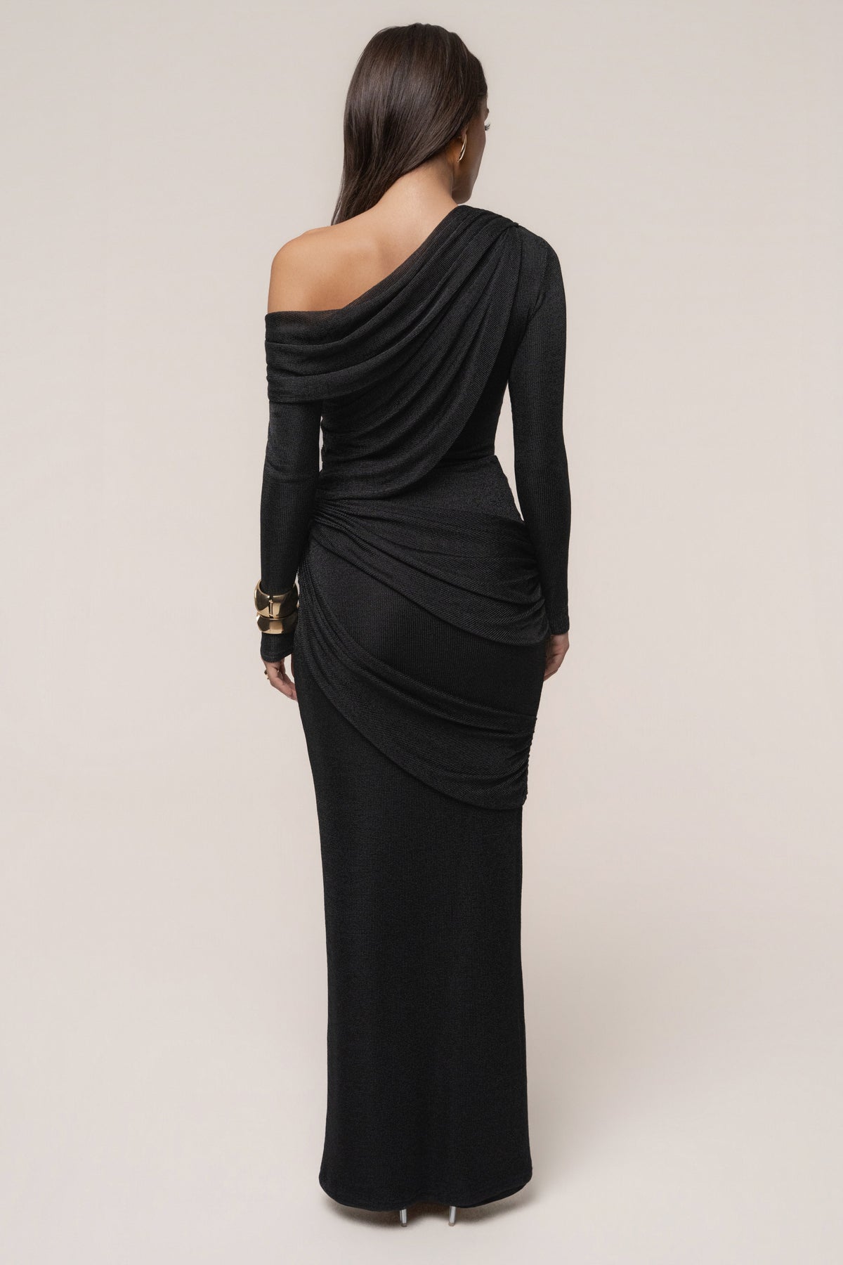 Black Opulent Metallic Maxi Skirt