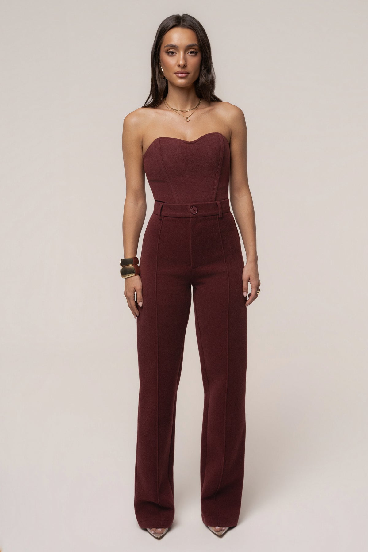 Burgundy All You Need Woven Corset