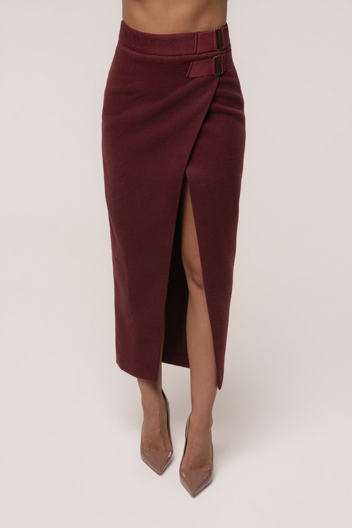 Burgundy Gisele Slit Skirt