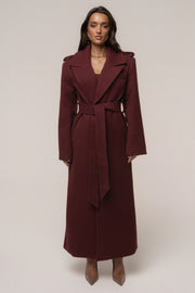 Burgundy Savannah Belted Coat