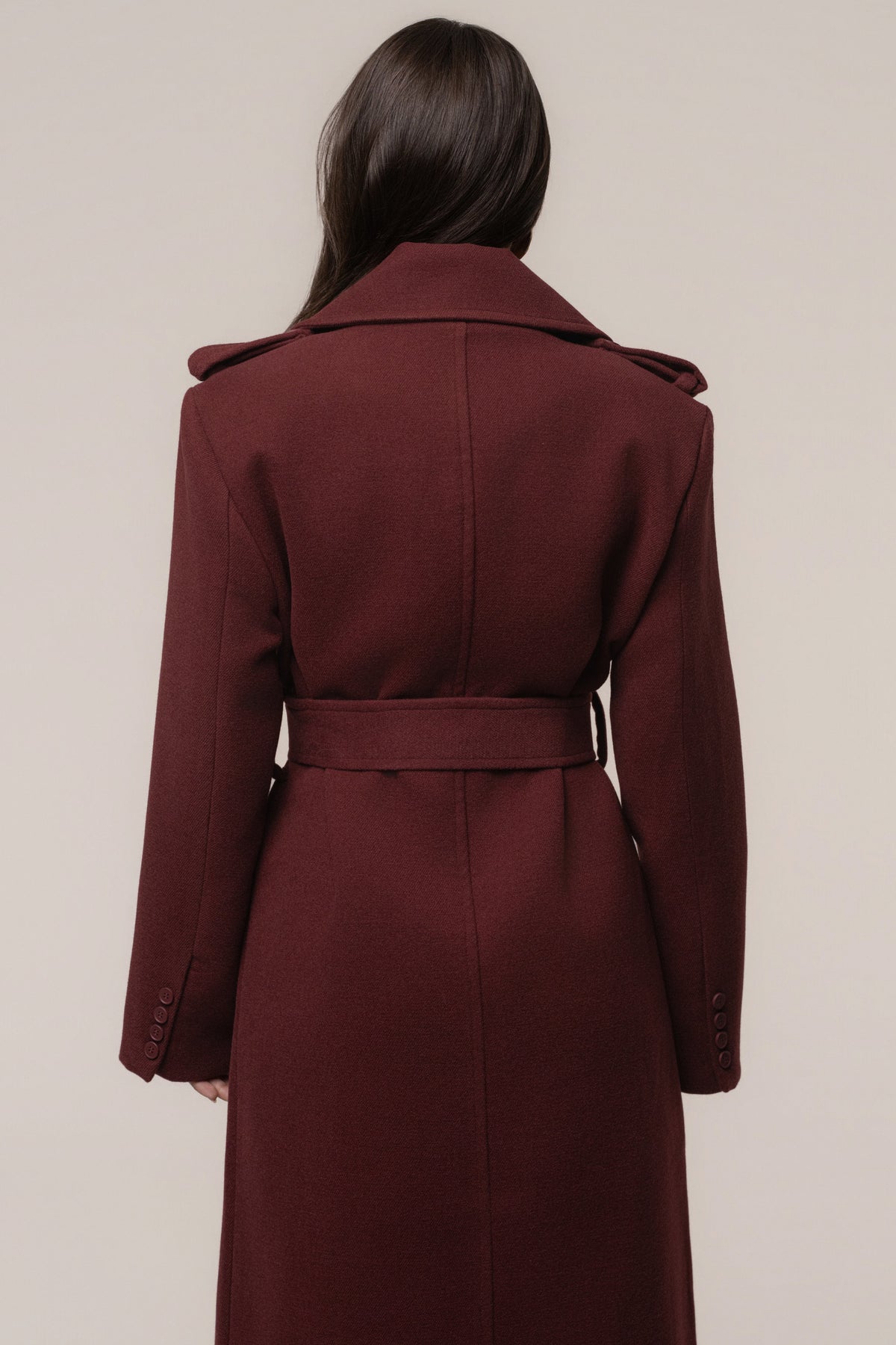 Burgundy Savannah Belted Coat