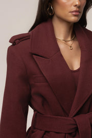 Burgundy Savannah Belted Coat