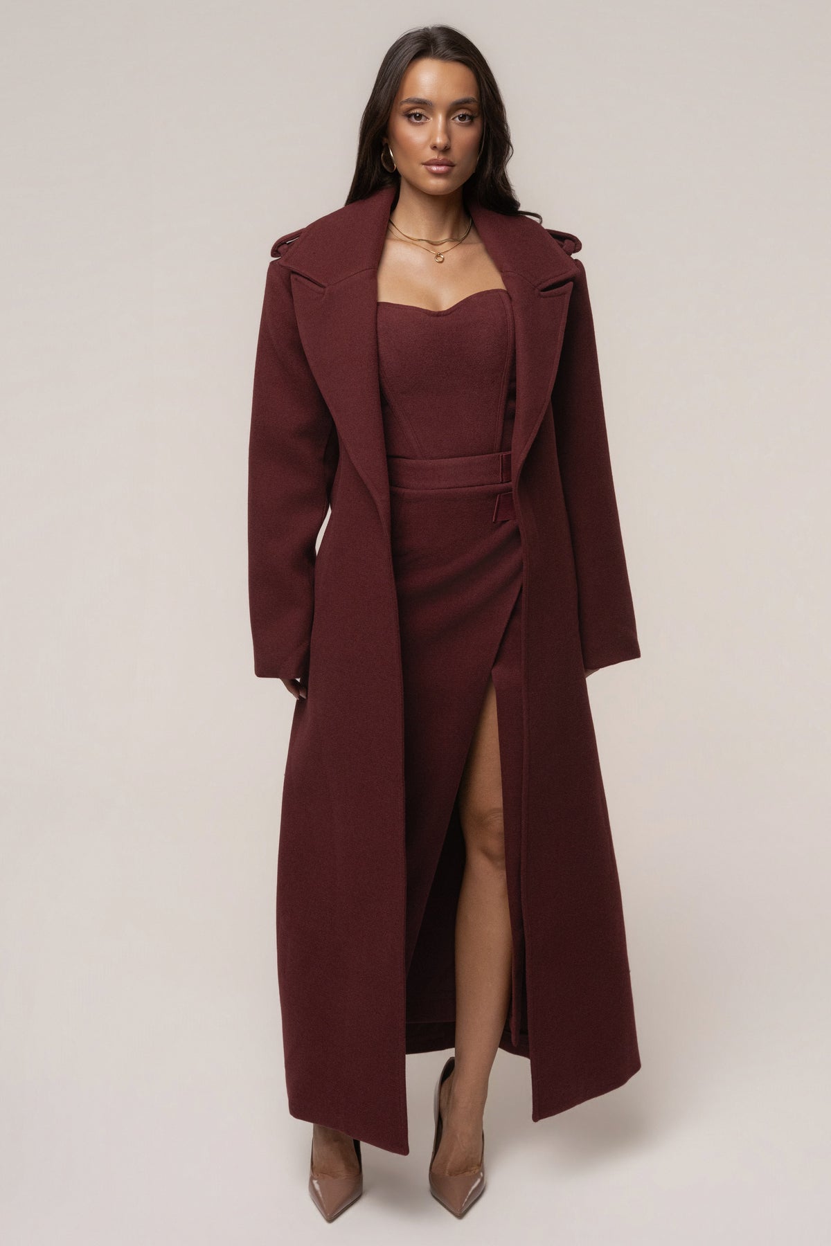 Burgundy Gisele Slit Skirt