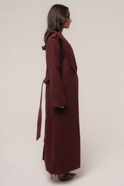 Burgundy Savannah Belted Coat