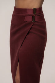 Burgundy Gisele Slit Skirt
