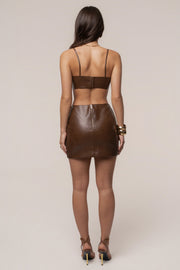 Brown Olivia PU Leather Bralette