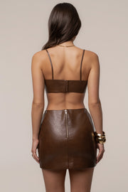 Brown Olivia PU Leather Bralette