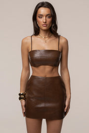 Brown Olivia PU Leather Bralette