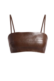 Brown Olivia PU Leather Bralette