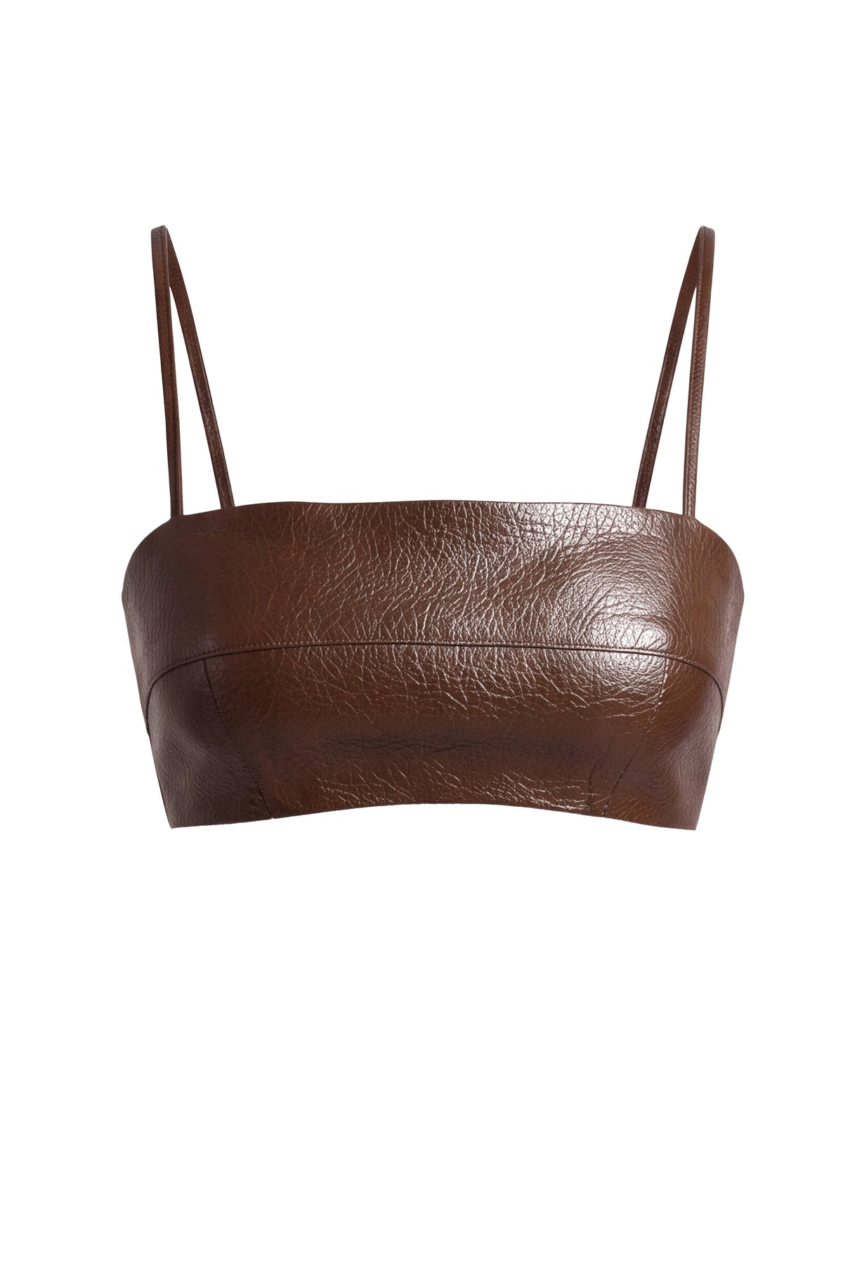 Brown Olivia PU Leather Bralette