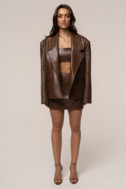 Brown Olivia PU Leather Bralette
