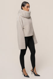 Stone Polished Faux Fur Pullover